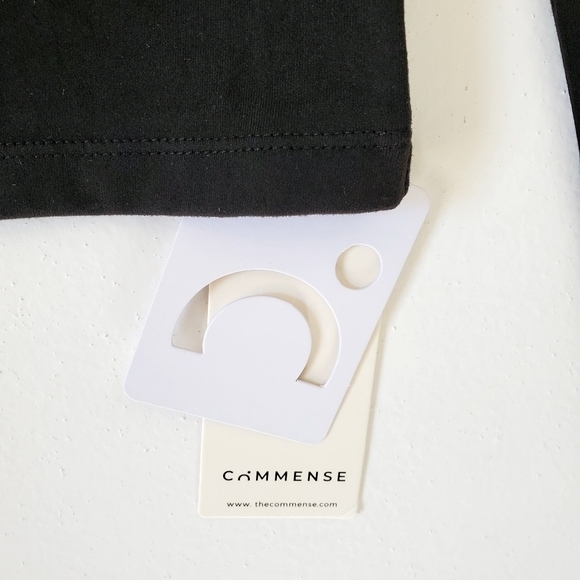 New Commense Black Jersey Top Outside Seam Sleeves Women Size Large‎ NWT - Picture 6 of 9